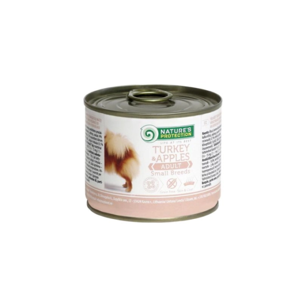 Nature's Protection Wet food canned for adult small breed dogs with turkey and apples